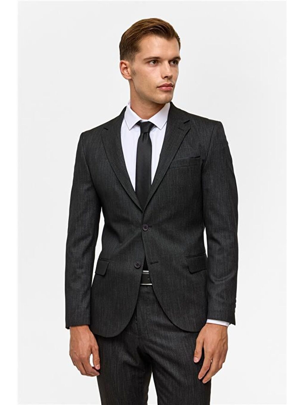 Siyah Slim Desenli Mono Yaka 6 Drop Takım Elbise-2