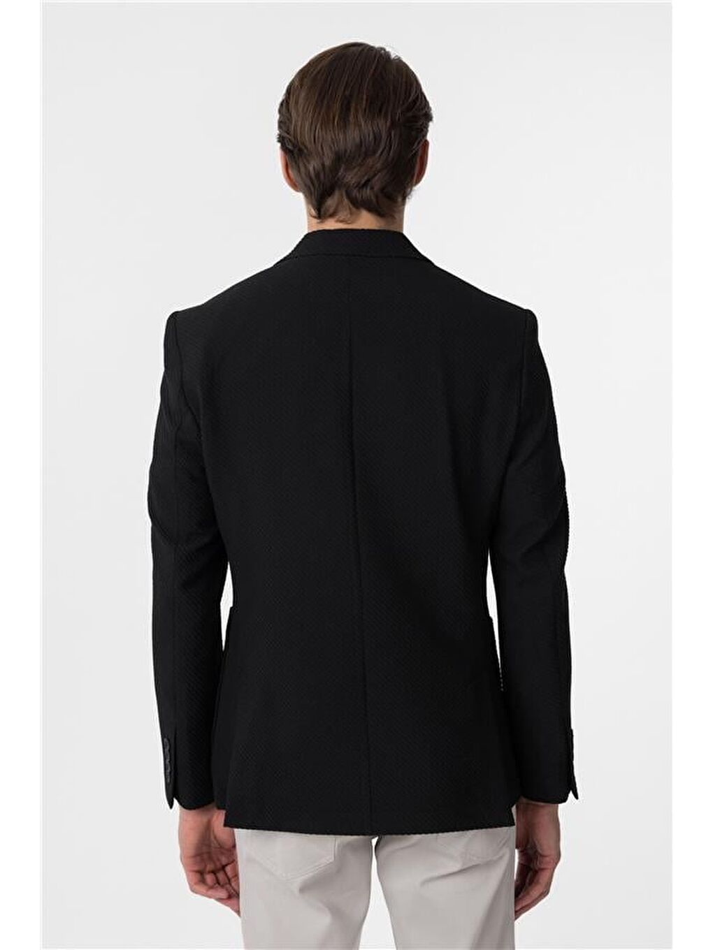 Siyah Slim Fitilli Sivri Yaka 6 Drop Ceket-5