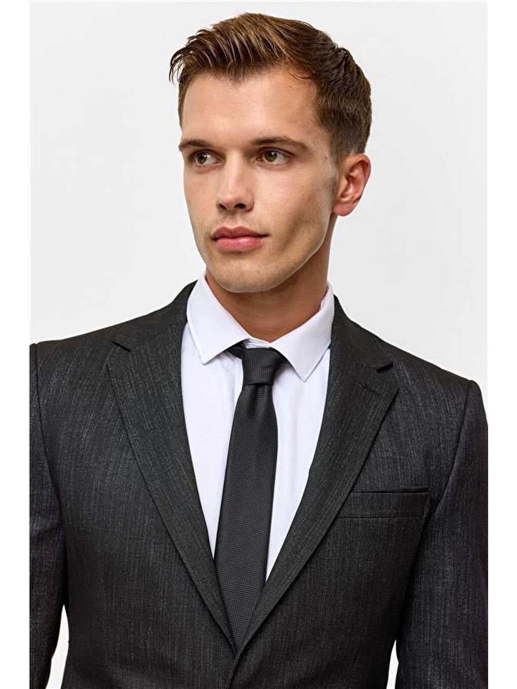 Siyah Slim Desenli Mono Yaka 6 Drop Takım Elbise-5