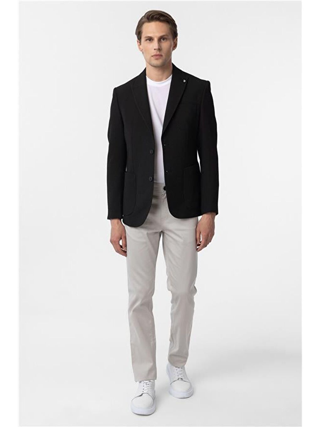 Siyah Slim Fitilli Sivri Yaka 6 Drop Ceket-6