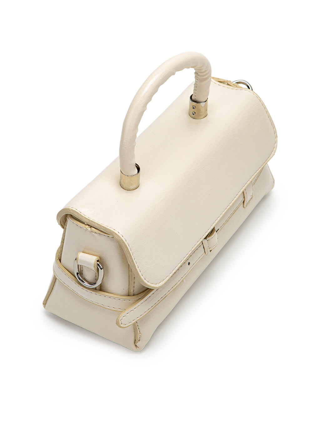 Kahverengi Kemer Detaylı Suni Deri Kadın Çapraz Çanta Nora Krem-2