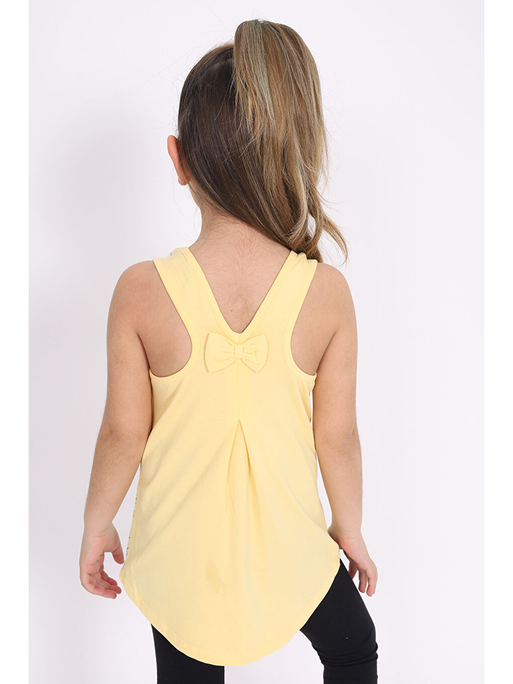 Sarı Kız Çocuk Bisiklet Baskılı Atlet-3