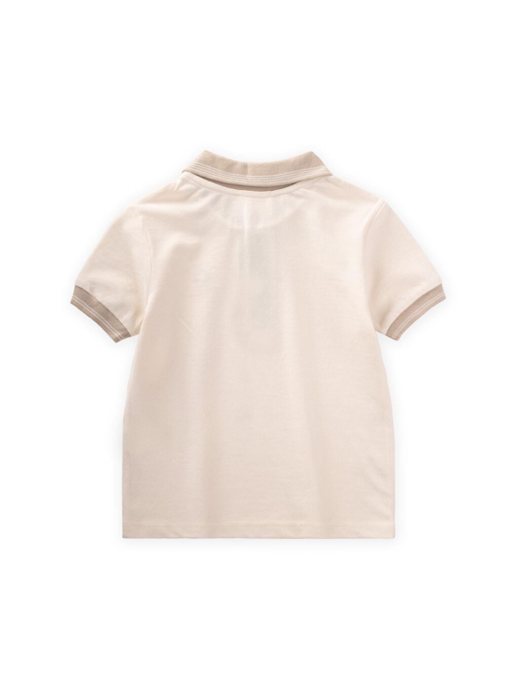 Bej Erkek Çocuk Polo Yaka Nakışlı Tişört-1