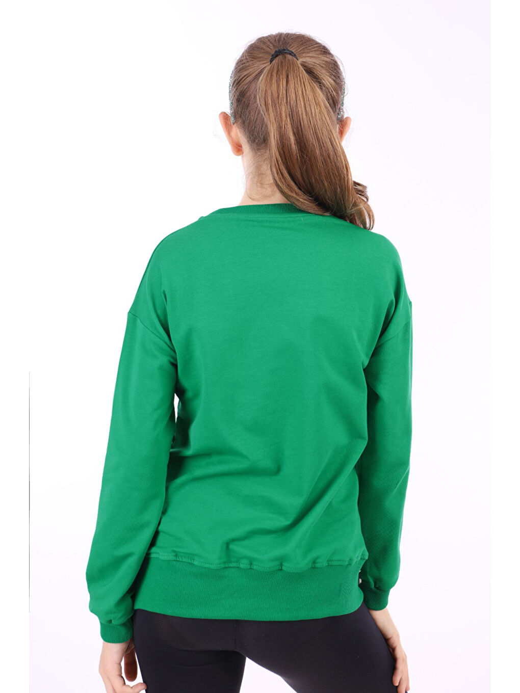 Yeşil Kız Çocuk Baskılı Sweatshirt-1