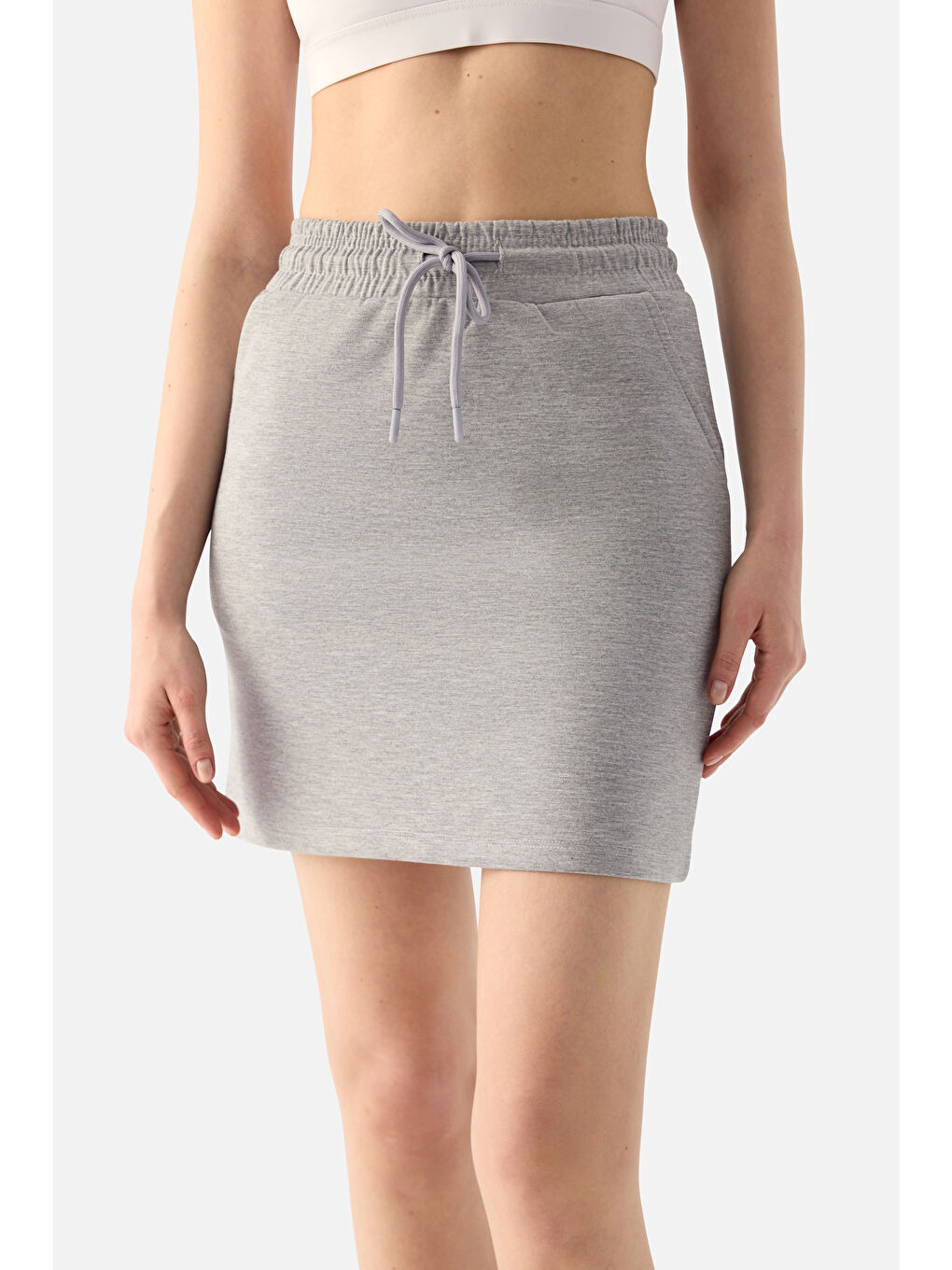 Lara Sokak Stili Gri Melanj Etek-2