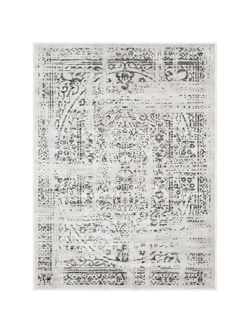 Gri Dekoratif Özel Tasarım Yıkanabilir İnce Kaymaz Tabanlı Modern Halı KECE FR40