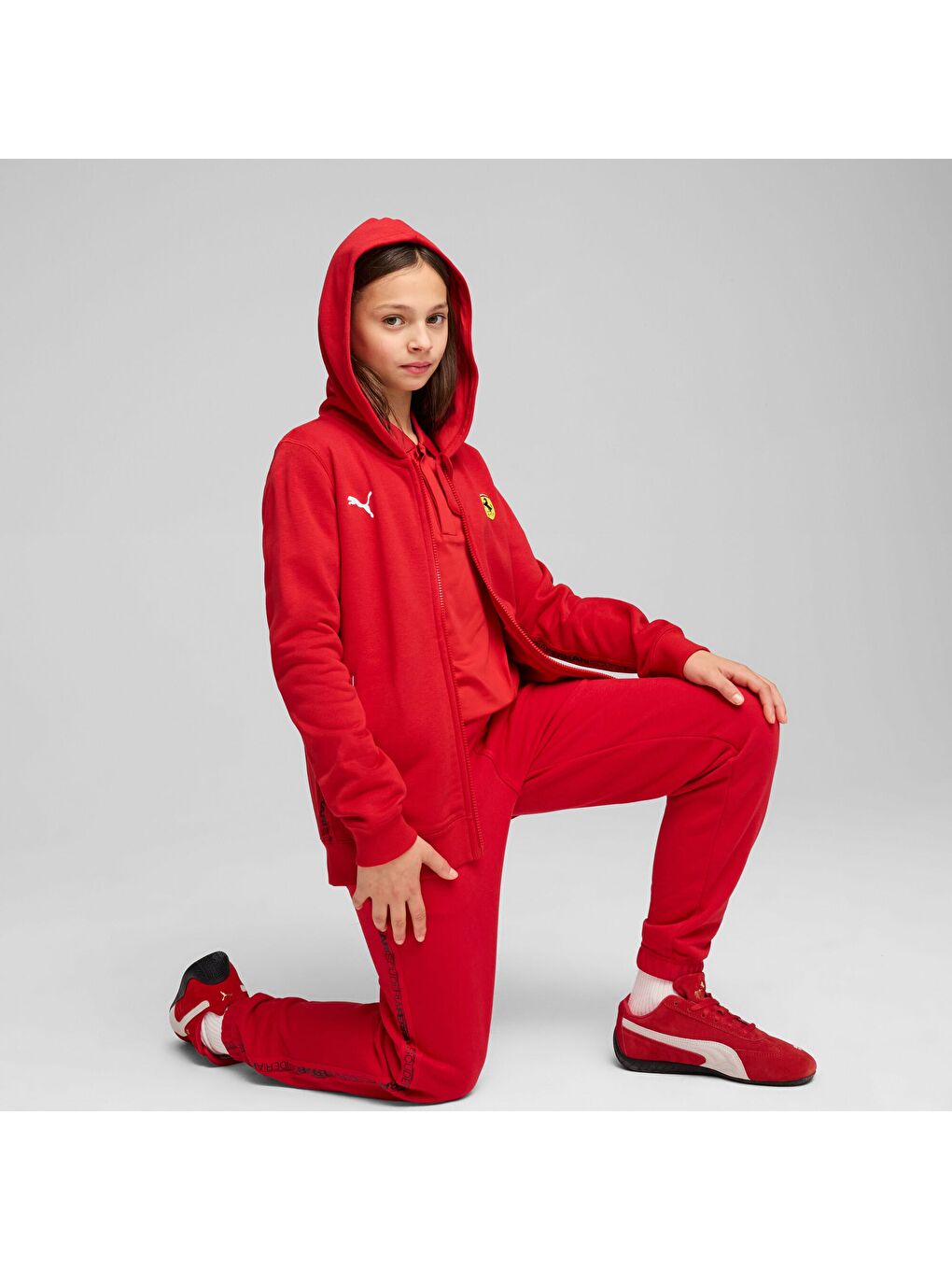 Kırmızı SCUDERIA FERRARI Race Genç Kapüşonlu Ceket-3