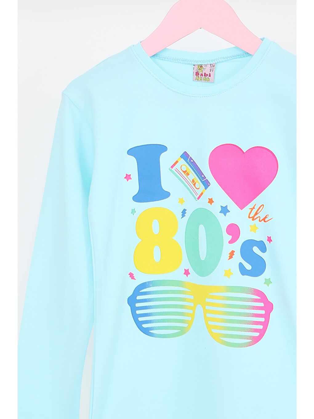 Kız Çocuk Bebe Mavi Uzun Kollu Baskılı Penye Badi - 27692-1