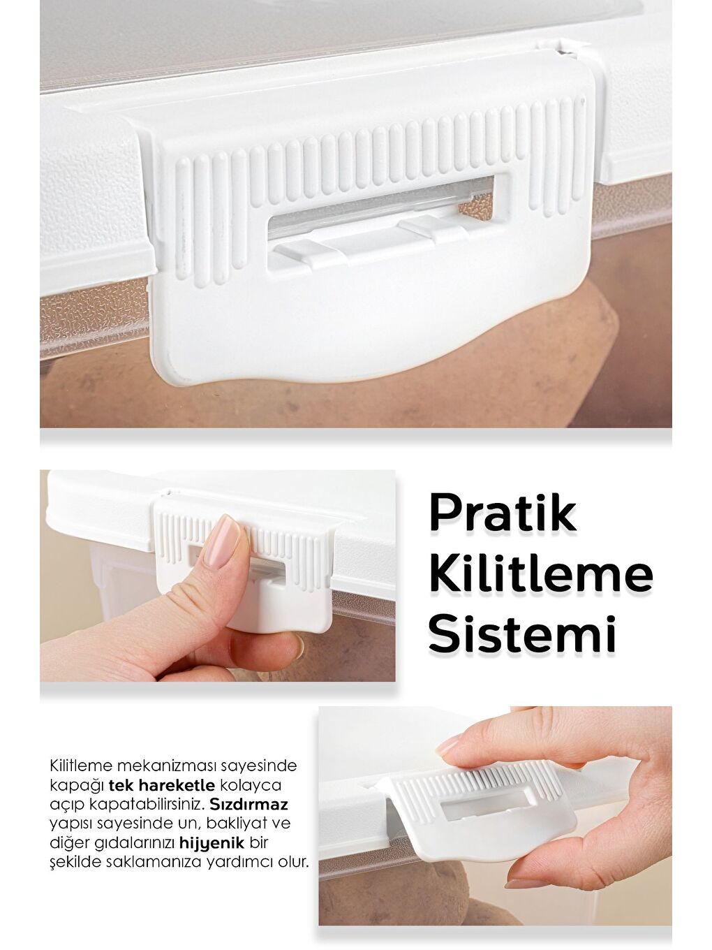 Kayar Kapaklı Bakliyat Saklama Kabı Beyaz 10 lt-3