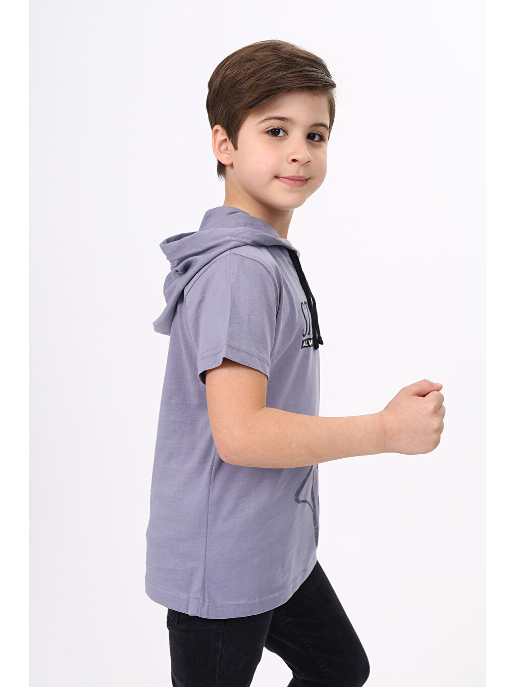 Gri Erkek Çocuk Baskılı Tişört-2