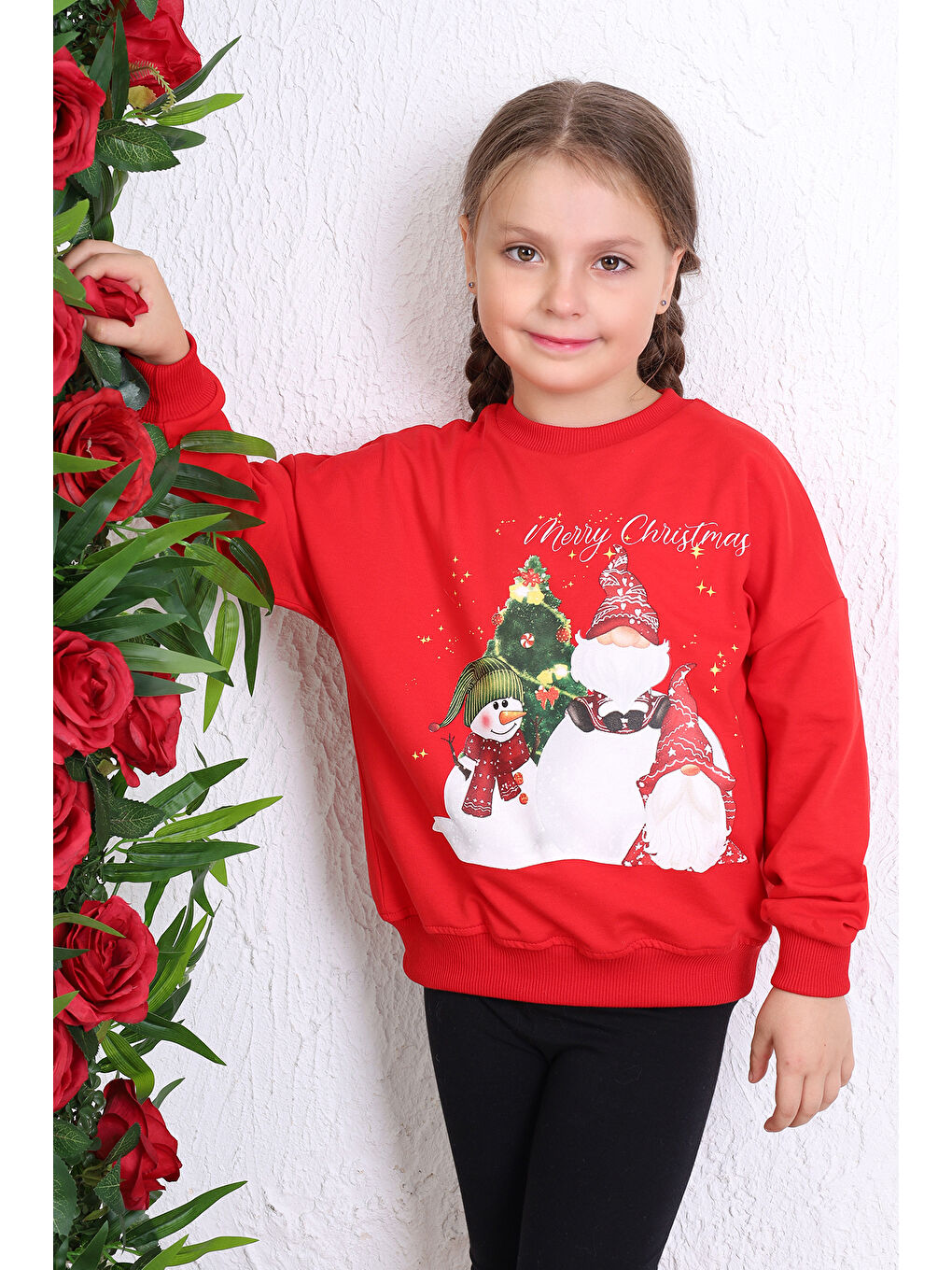 Kırmızı Unisex Çocuk Baskılı Sweatshirt
