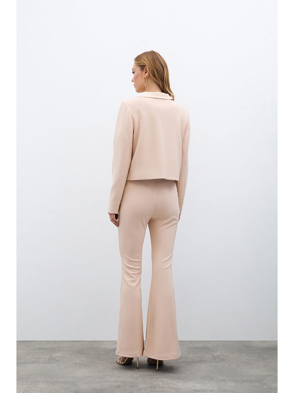 Düğmeli Kısa Ceket - Bej-1