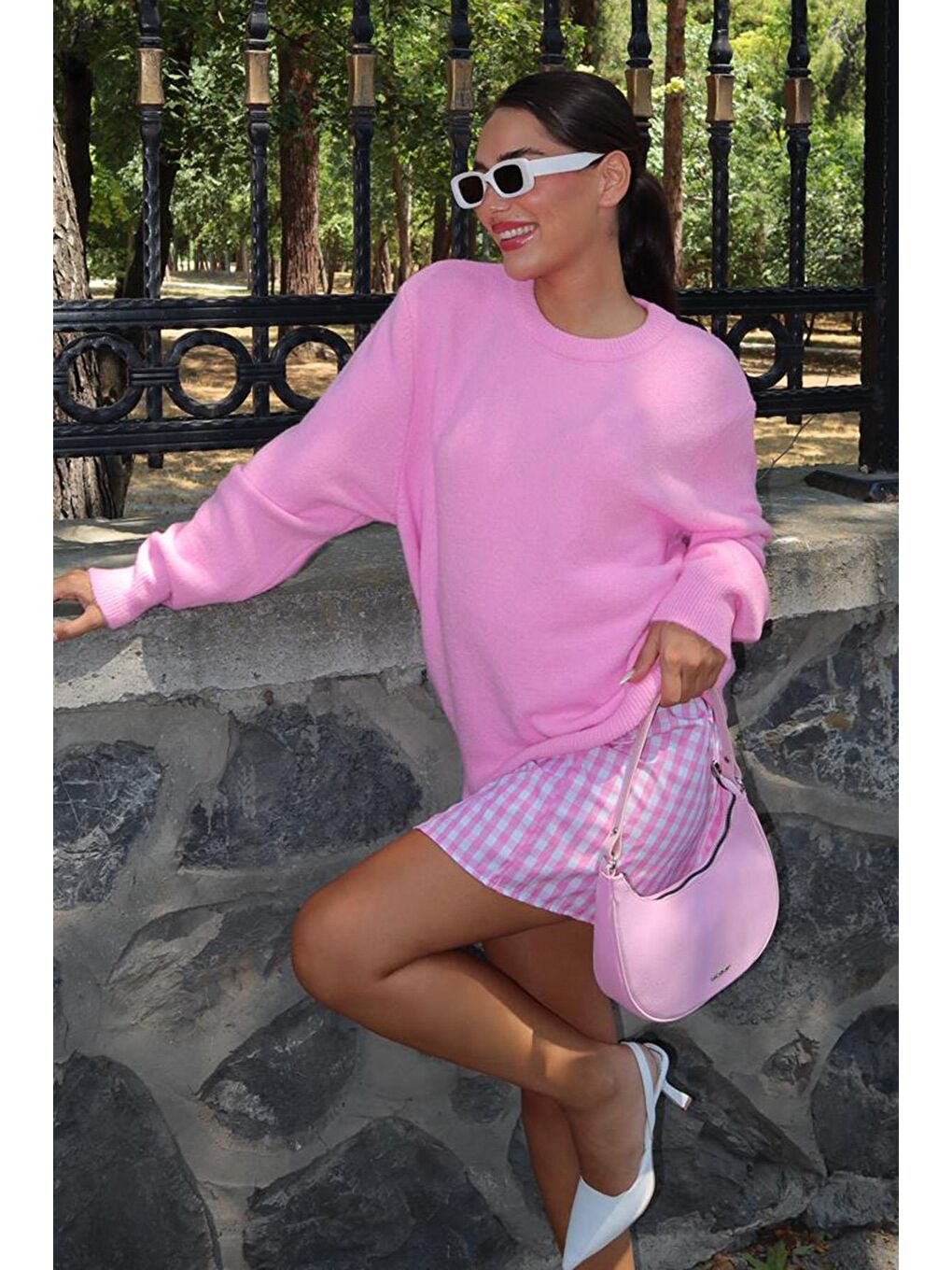 Fuşya Bisiklet Yaka Kadın Triko Kazak Mg2494-7