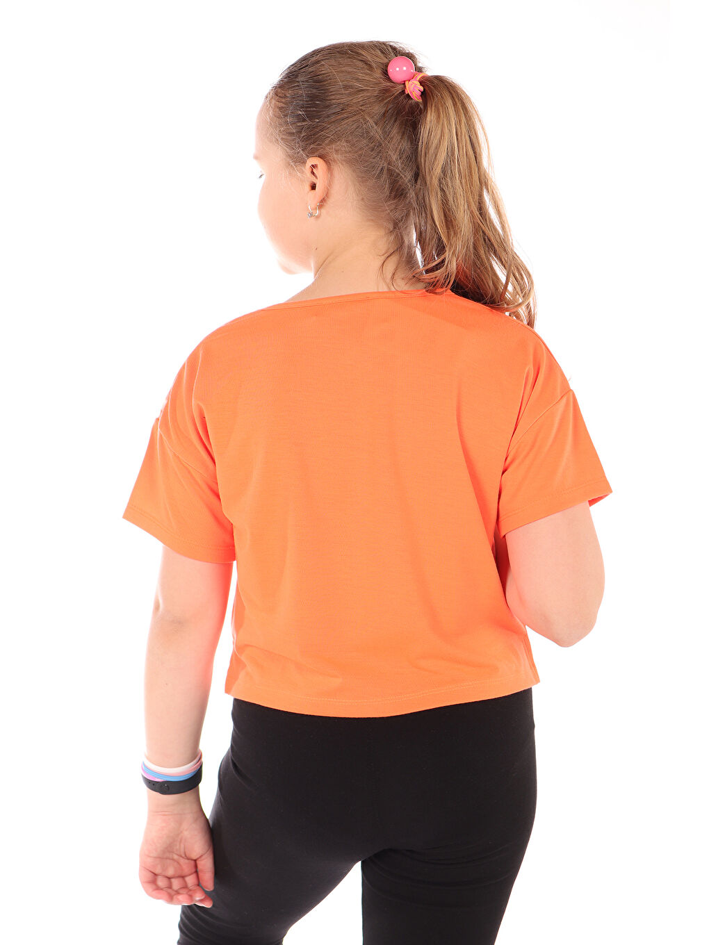 Turuncu Kız Çocuk Baskılı Tişört-1