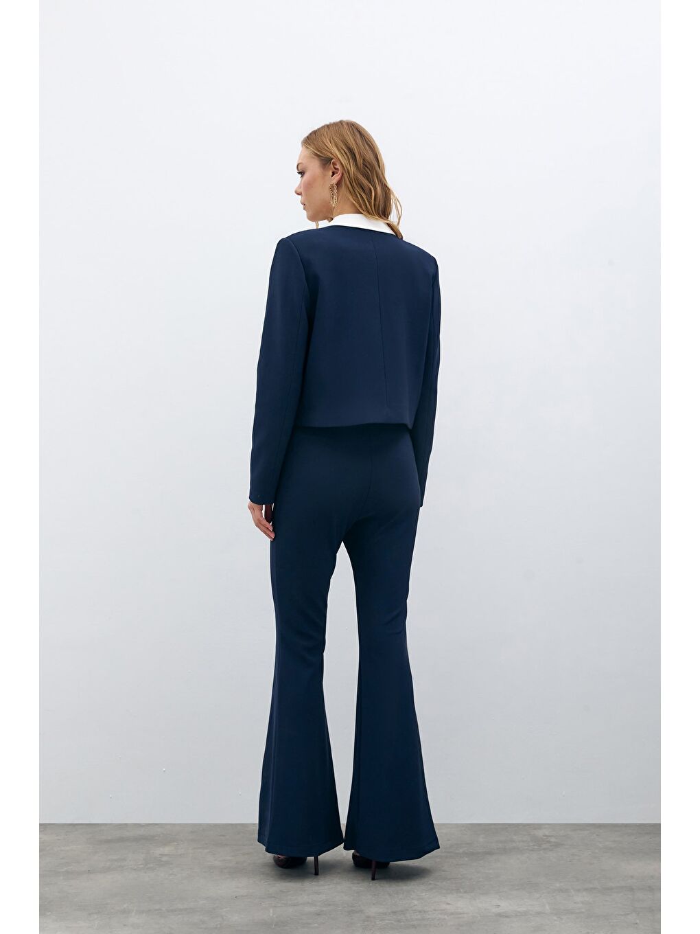 Düğmeli Kısa Ceket - Lacivert-7