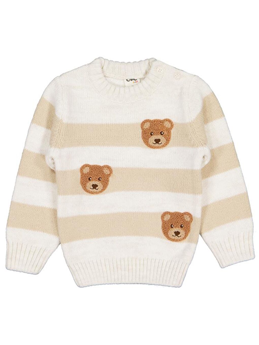 Baby Ayıcık Nakışlı 6-18 Ay Kazak - Ekru 12-18 Ay-1