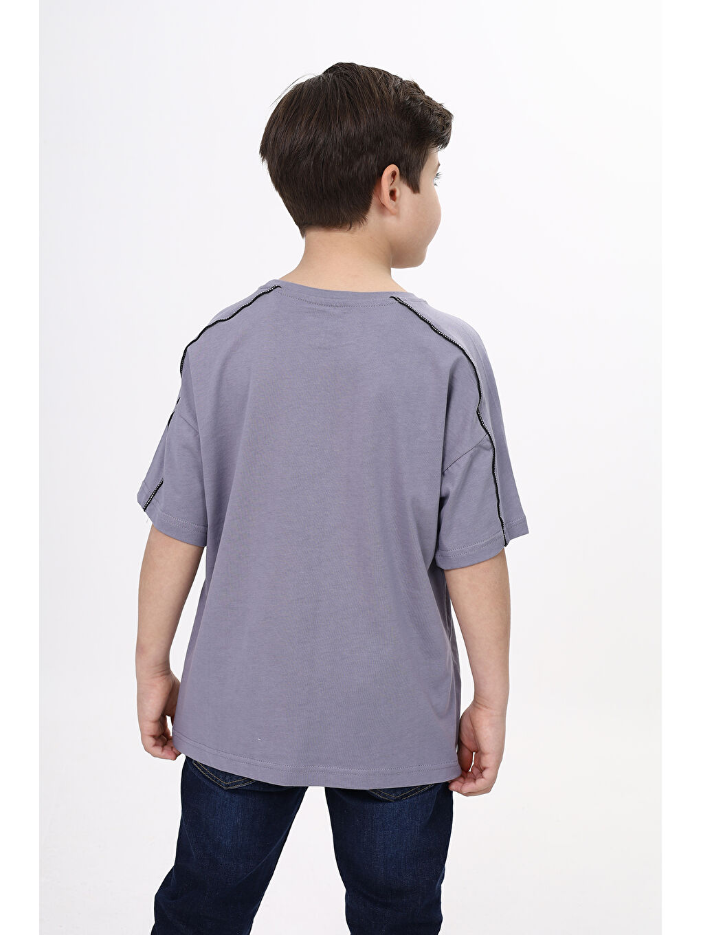 Gri Erkek Çocuk Baskılı Tişört-2
