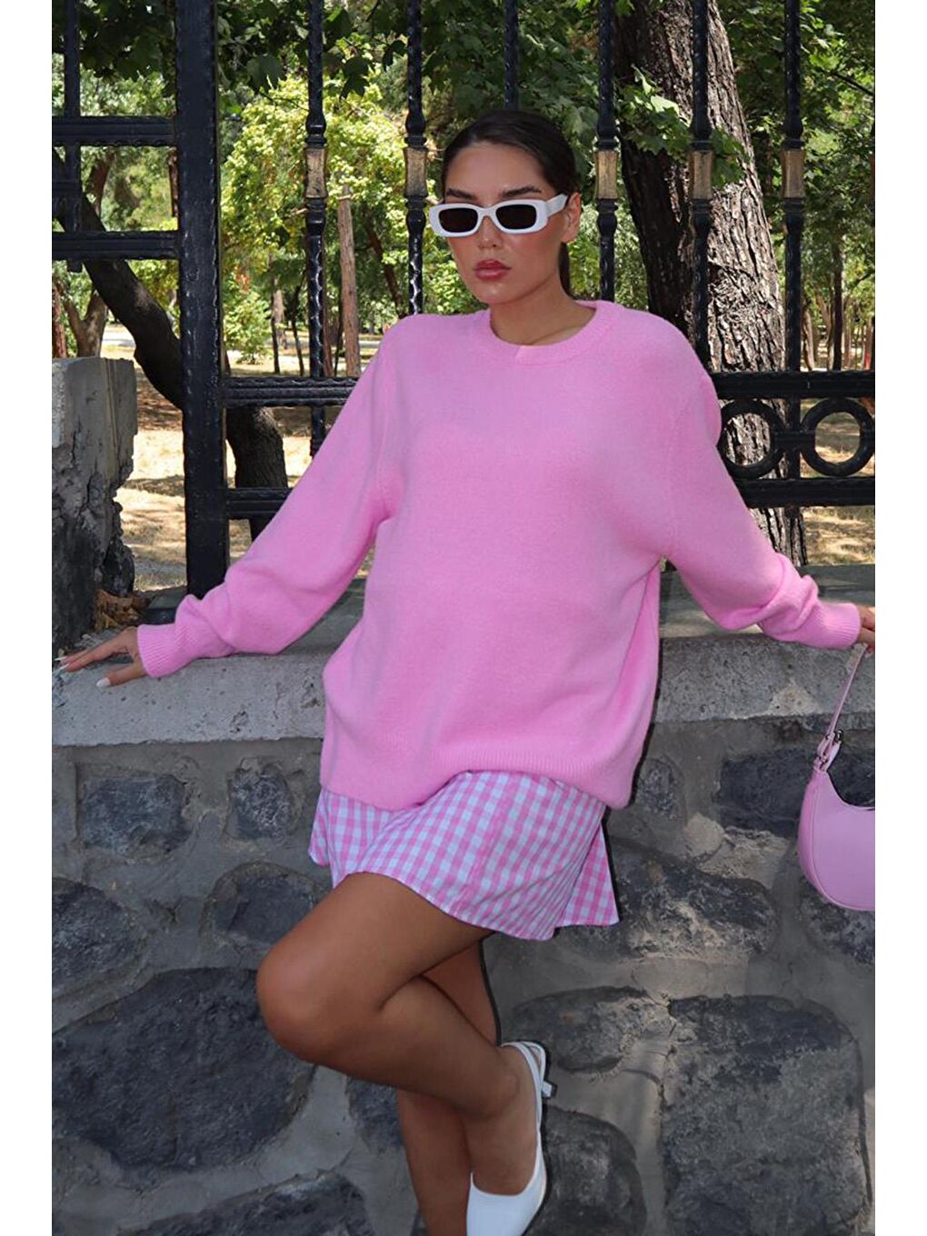 Fuşya Bisiklet Yaka Kadın Triko Kazak Mg2494-8