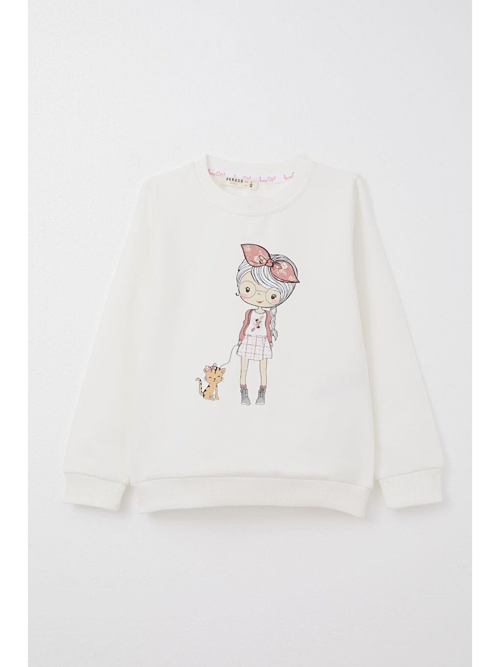 Kız Çocuk Taytlı Takım Sevimli Kız Baskılı Çiçekli Ekru (2-3 Yaş)-1