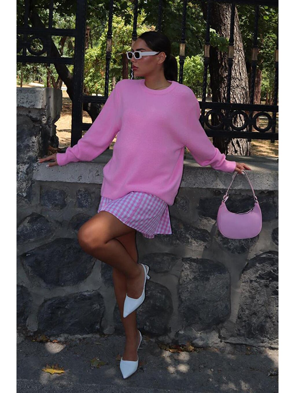 Fuşya Bisiklet Yaka Kadın Triko Kazak Mg2494-9