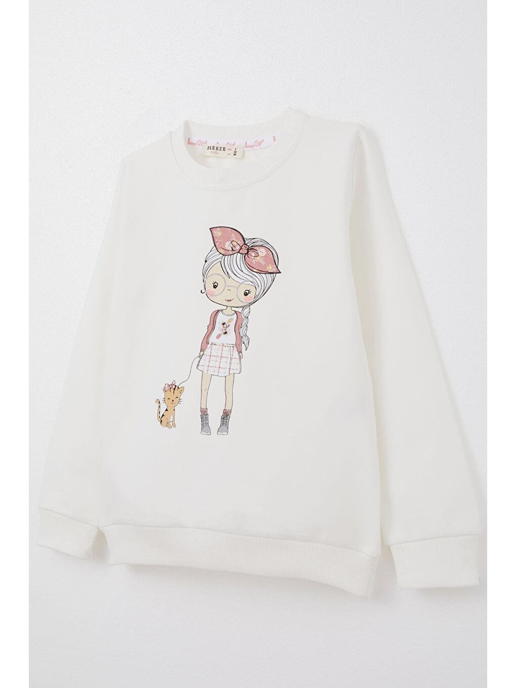 Kız Çocuk Taytlı Takım Sevimli Kız Baskılı Çiçekli Ekru (2-3 Yaş)-5