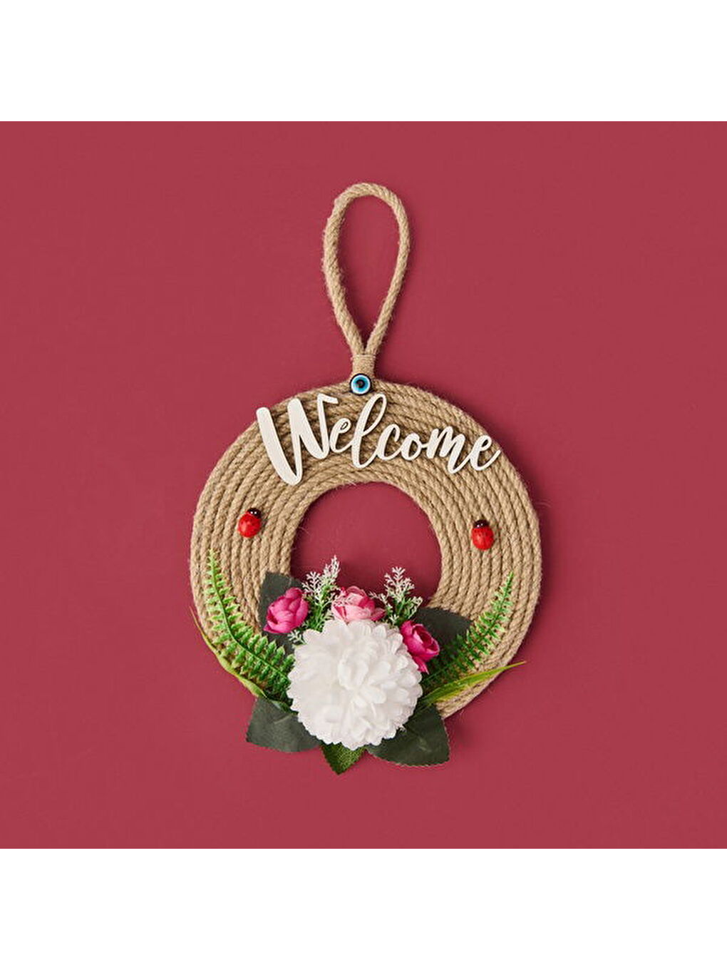 Karışık Dekoratif Welcome Ladybug Kapı Süsü - Renkli - 30 cm