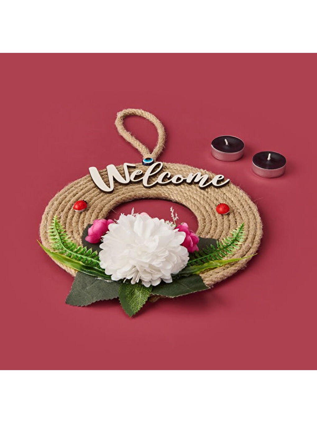 Karışık Dekoratif Welcome Ladybug Kapı Süsü - Renkli - 30 cm-2