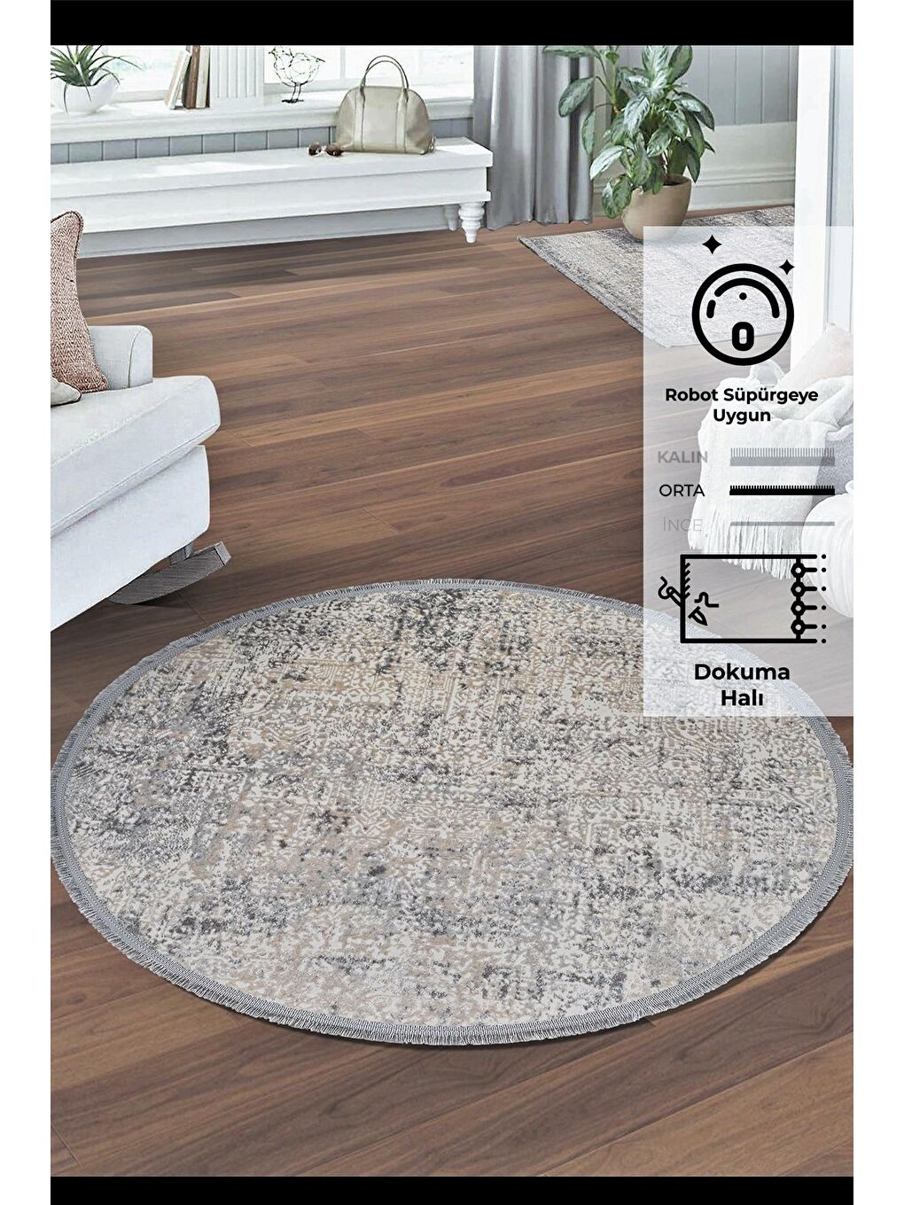 Bej Notta 1121 Yuvarlak Modern Halı-80x80 (Yuvarlak)-1