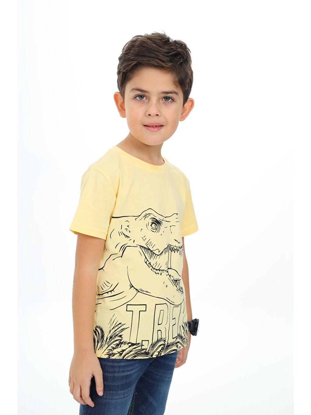 Sarı Erkek Çocuk Baskılı Tişört-1