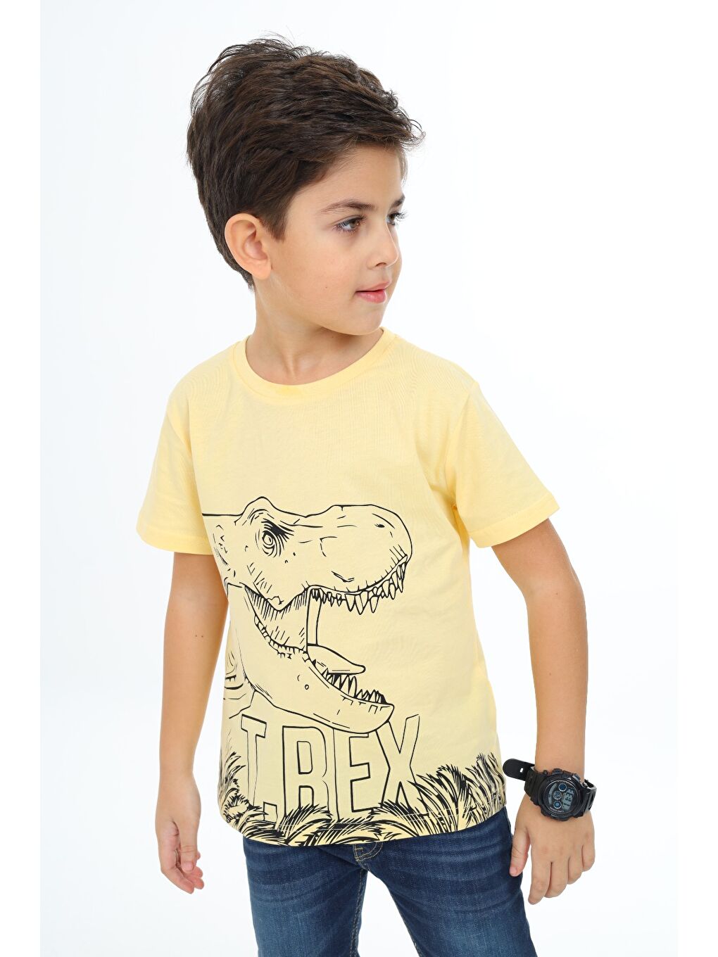 Sarı Erkek Çocuk Baskılı Tişört-3