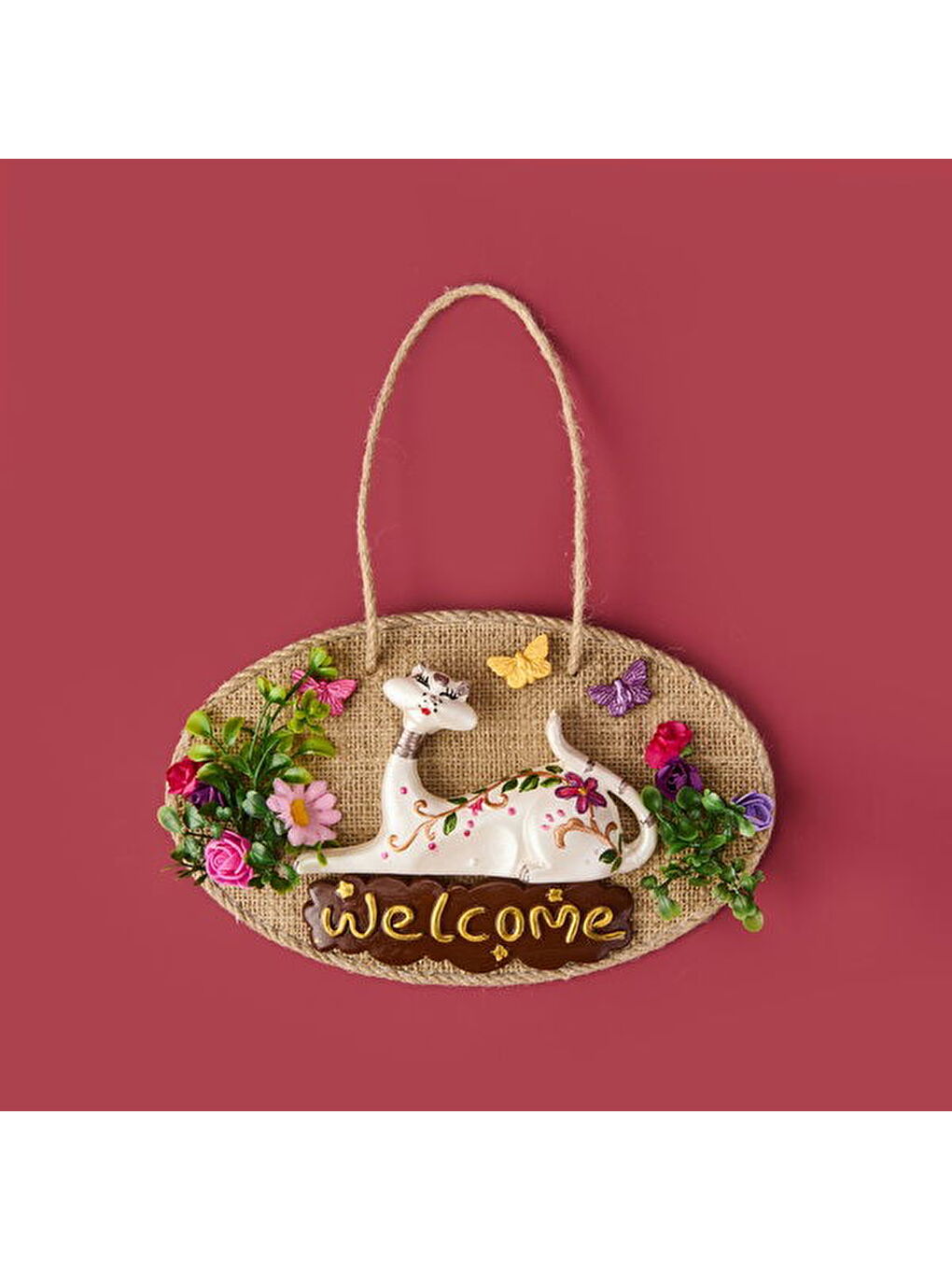 Karışık Dekoratif Welcome Kapı Süsü - Renkli - 26x16 cm