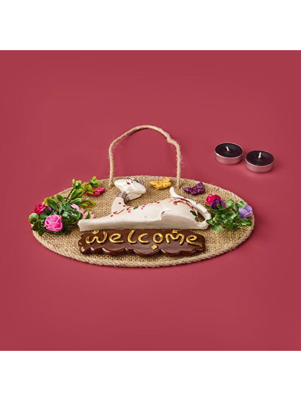 Karışık Dekoratif Welcome Kapı Süsü - Renkli - 26x16 cm-1