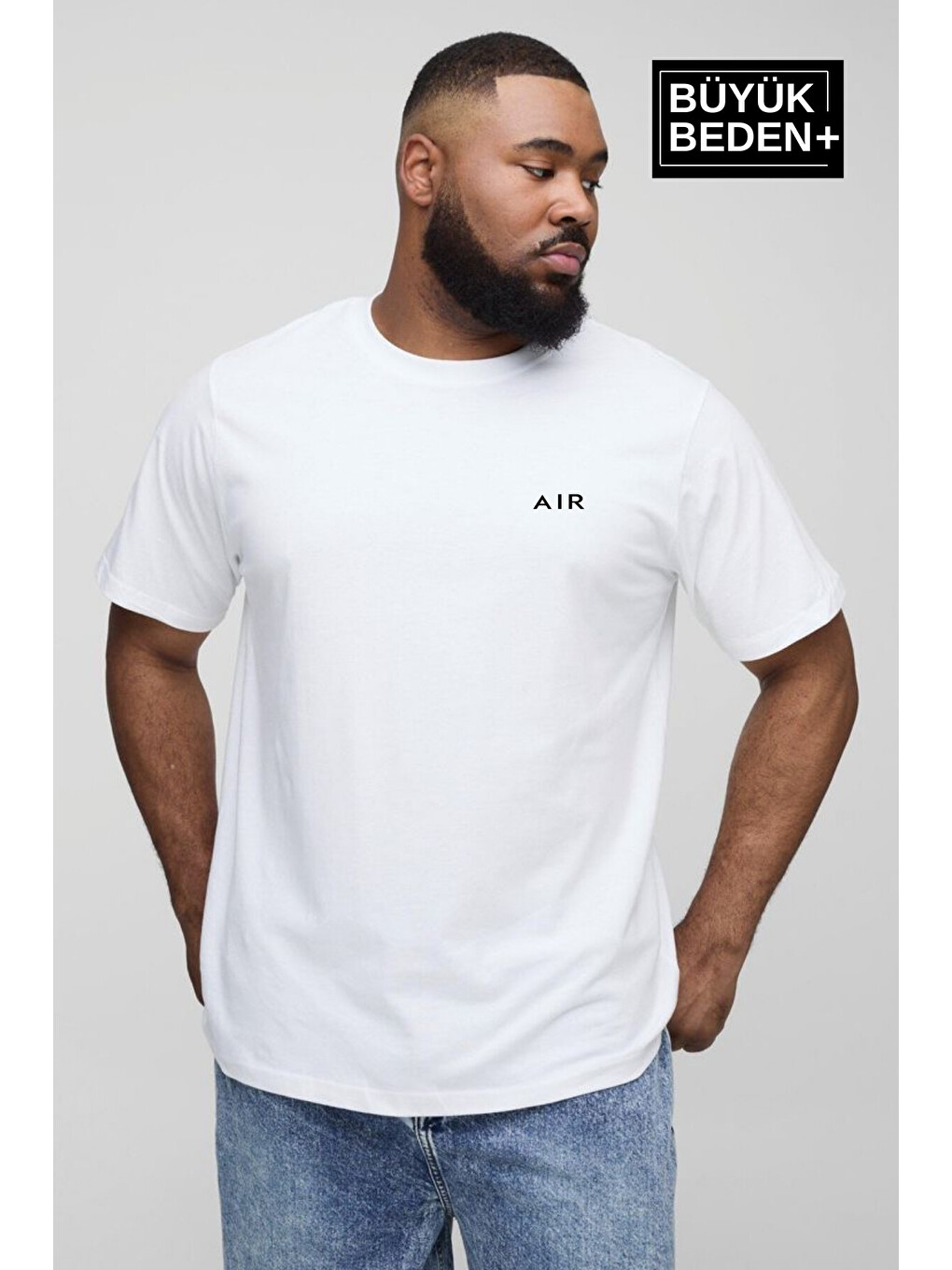 Beyaz Erkek Büyük Beden Ar Baskılı 3xl-6xl Bisiklet Yaka Tshırt Spr26bts510-01-1