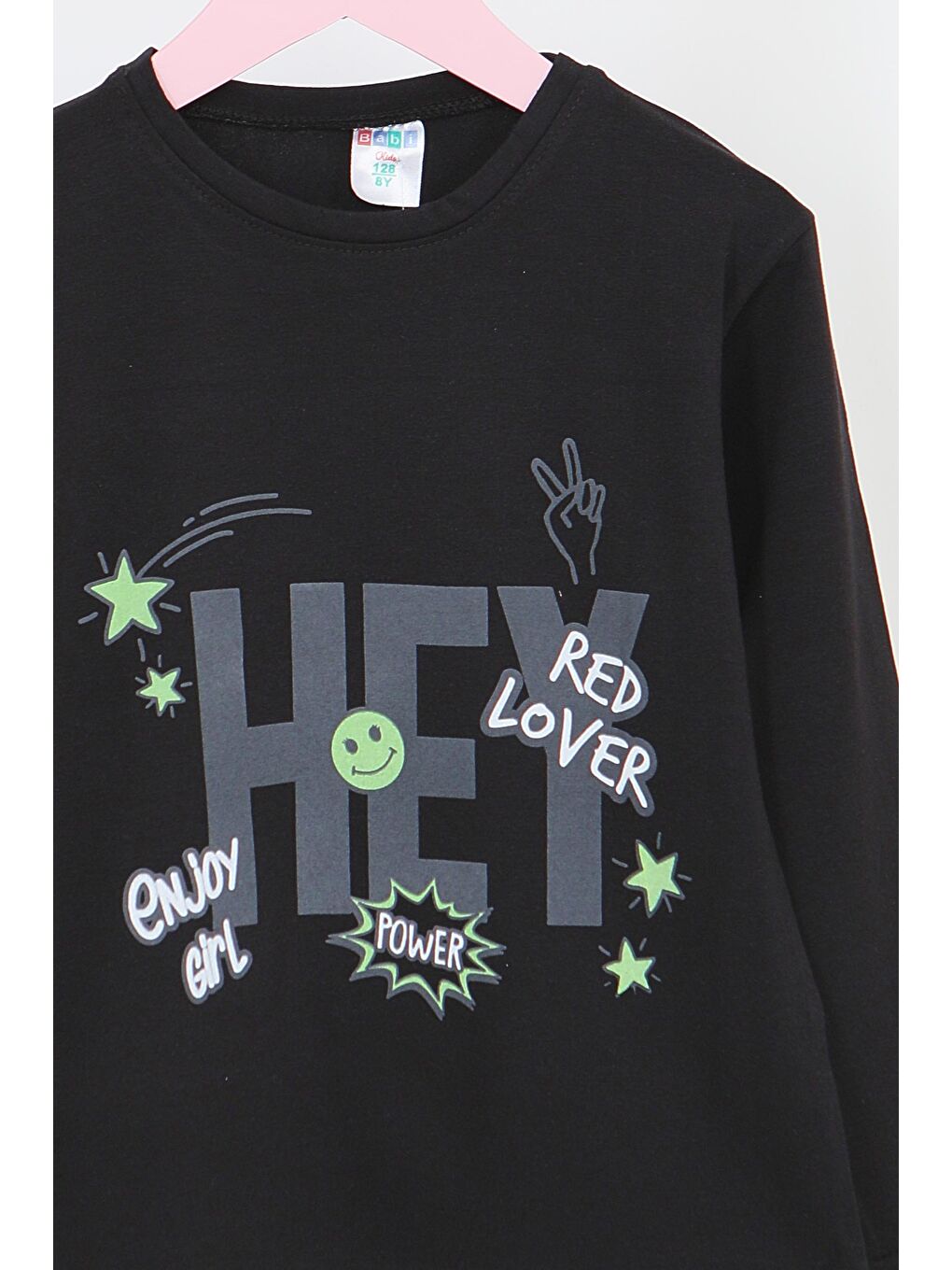 Kız Çocuk Siyah Uzun Kollu Baskılı Penye Badi - 27701-1