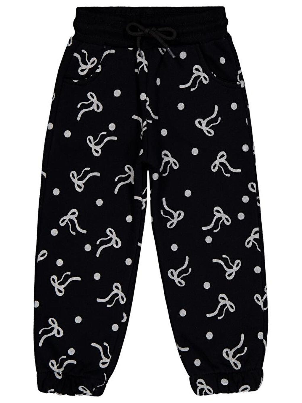 Girls Fiyonk Desenli 2-5 Yaş Eşofman Altı - Siyah 3-4 Yaş