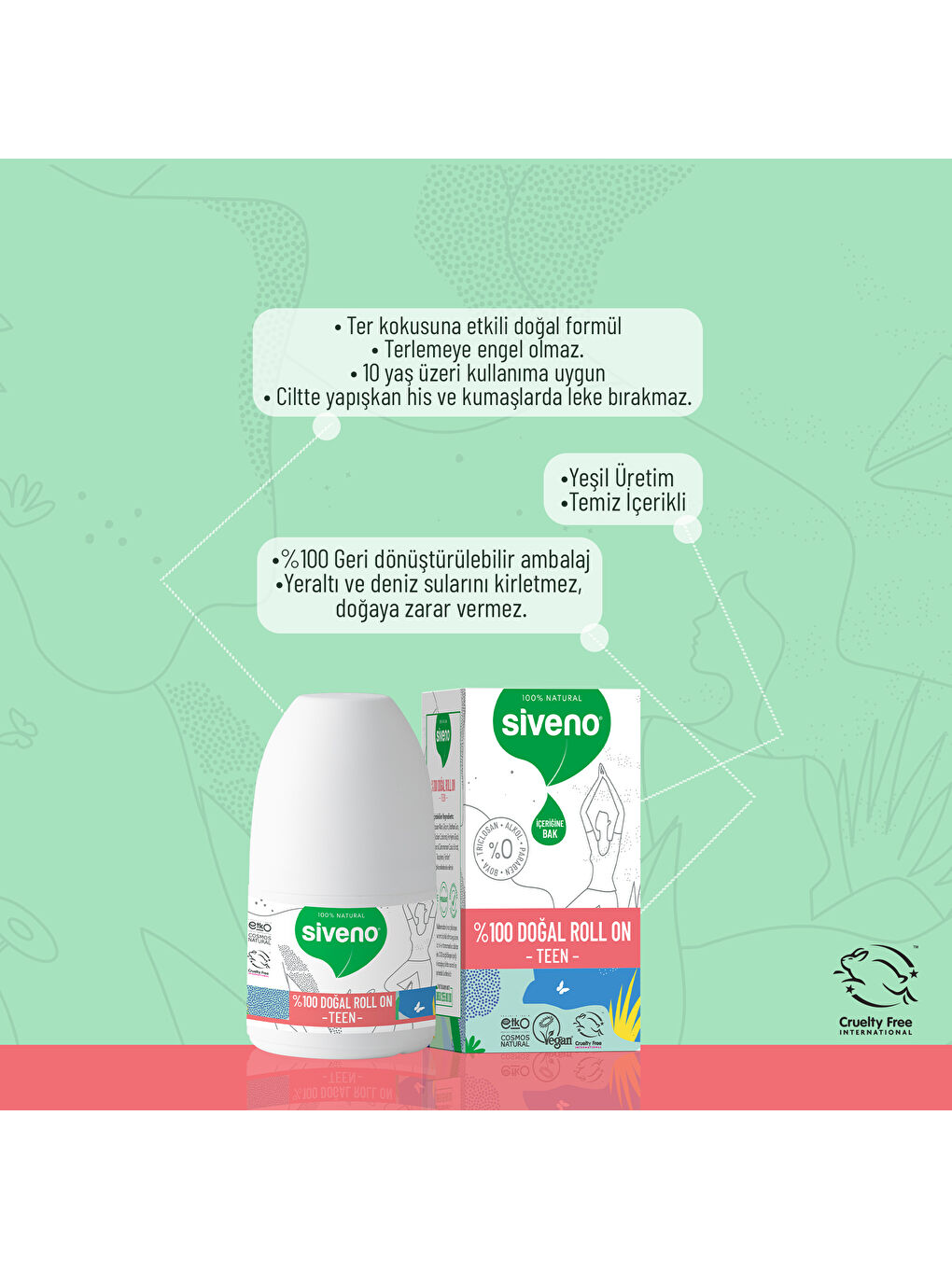 Siveno %100 Doğal Roll-On Teen Girl Genç Kız Deodorant Ter Kokusu Önleyici Bitkisel Lekesiz Vegan 50 ml - 4