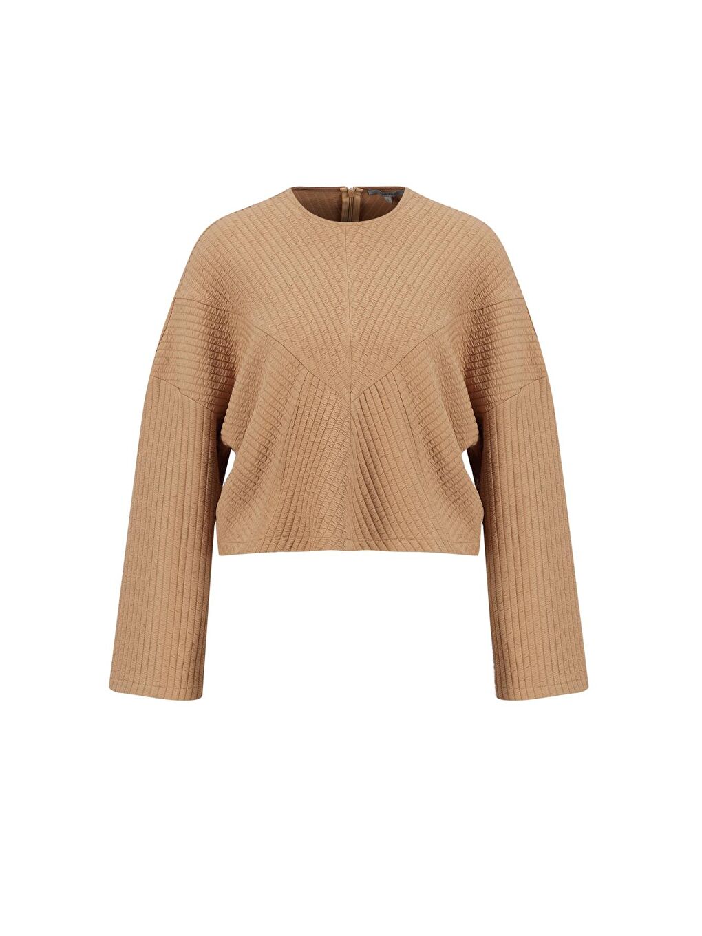 Kahverengi Örme Çizgi Efektli Kazak 24K3616 Camel-4