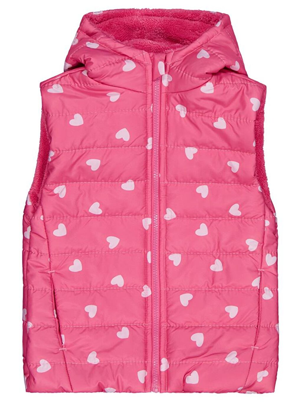 Girls Kalp Baskılı 6-9 Yaş Yelek - Pembe 6-7 Yaş-1