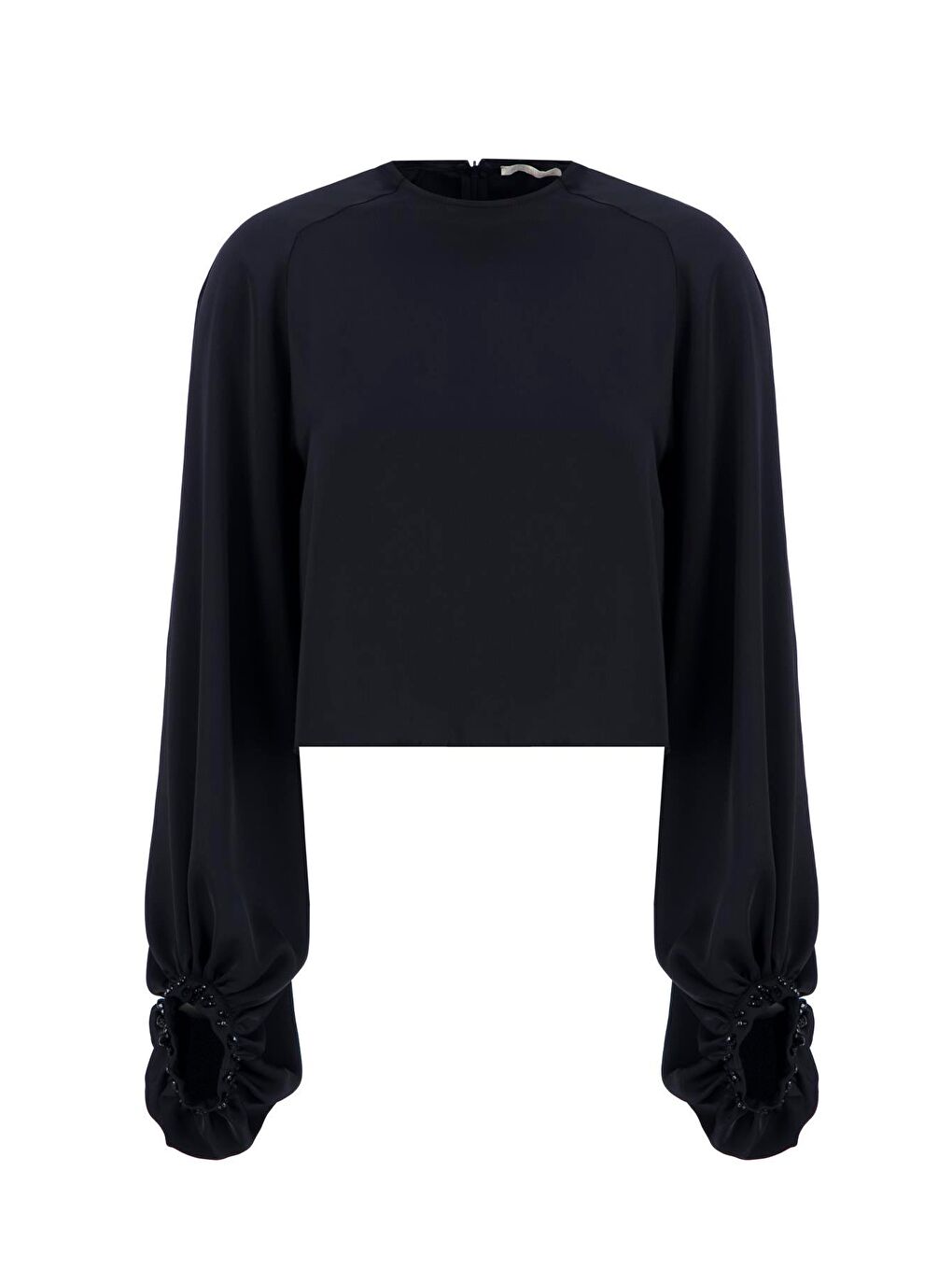 Manşeti İşlemeli Bluz 24K3607 Siyah-5