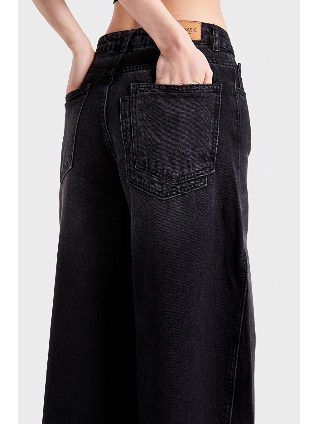 It's Basic Kadın Siyah Renk 2S5 1 Süper Palazzo Fit Orta Bel  100 Pamuk Denim - 4