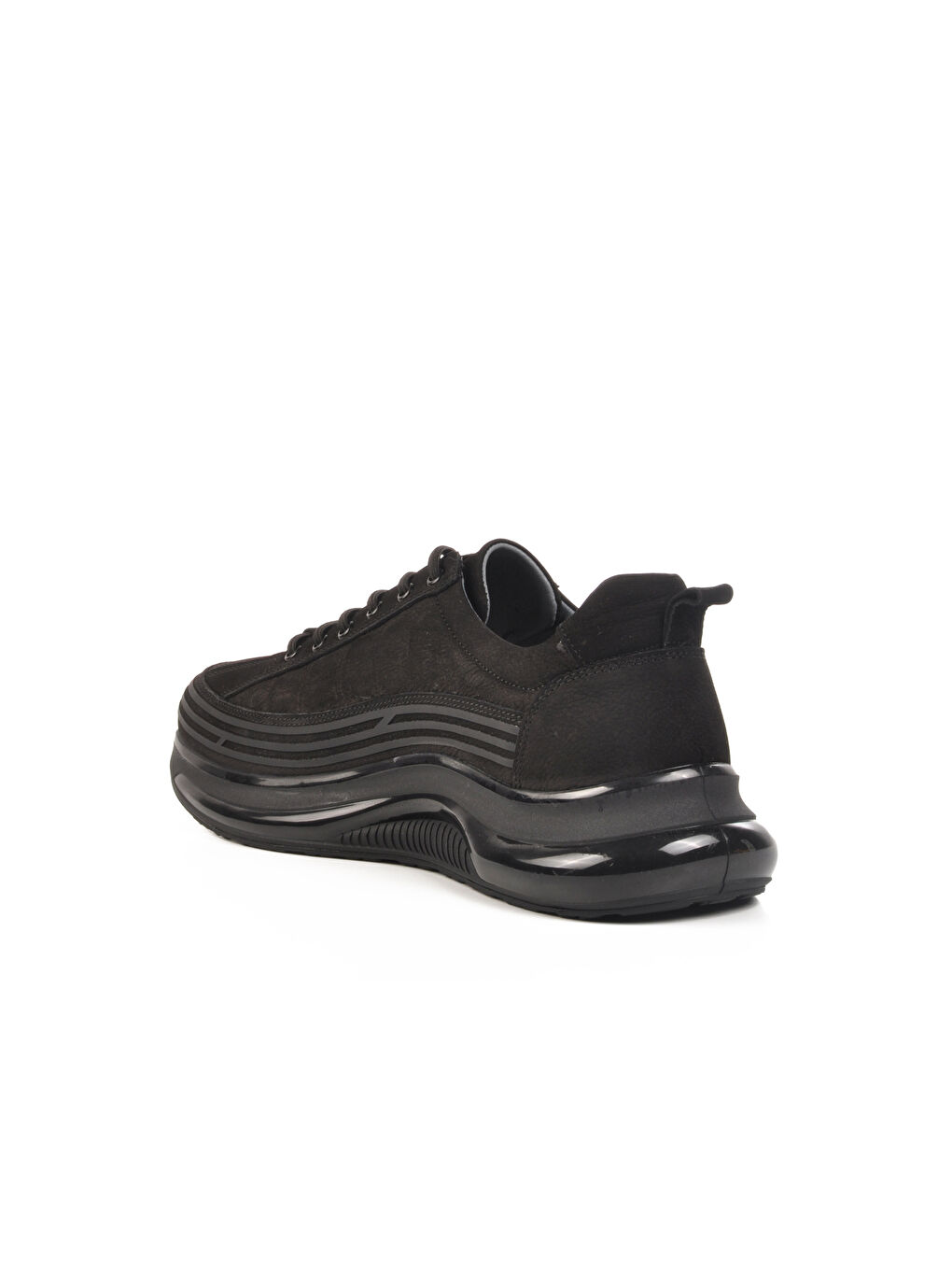 Siyah Nubuk Hakiki Deri Erkek Sneaker 1004 M-3