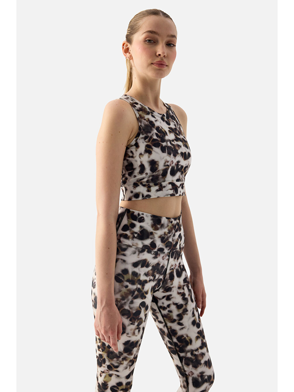 Karışık Kar Leoparı Dijital Spor Bra-1