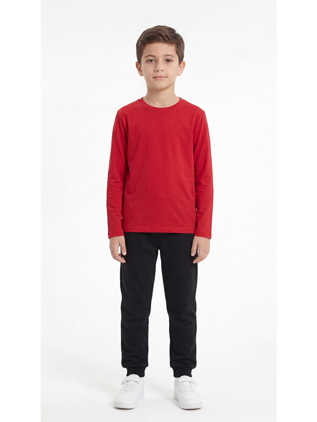 Kırmızı Basic Uzun Kol Erkek Çocuk Badi
