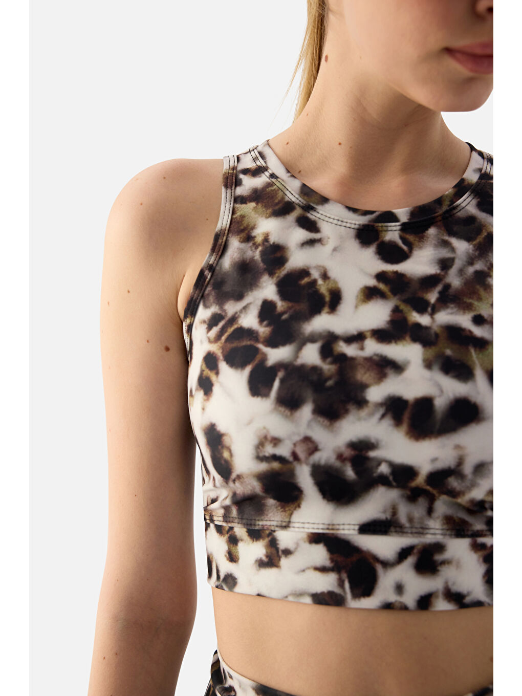 Karışık Kar Leoparı Dijital Spor Bra-4