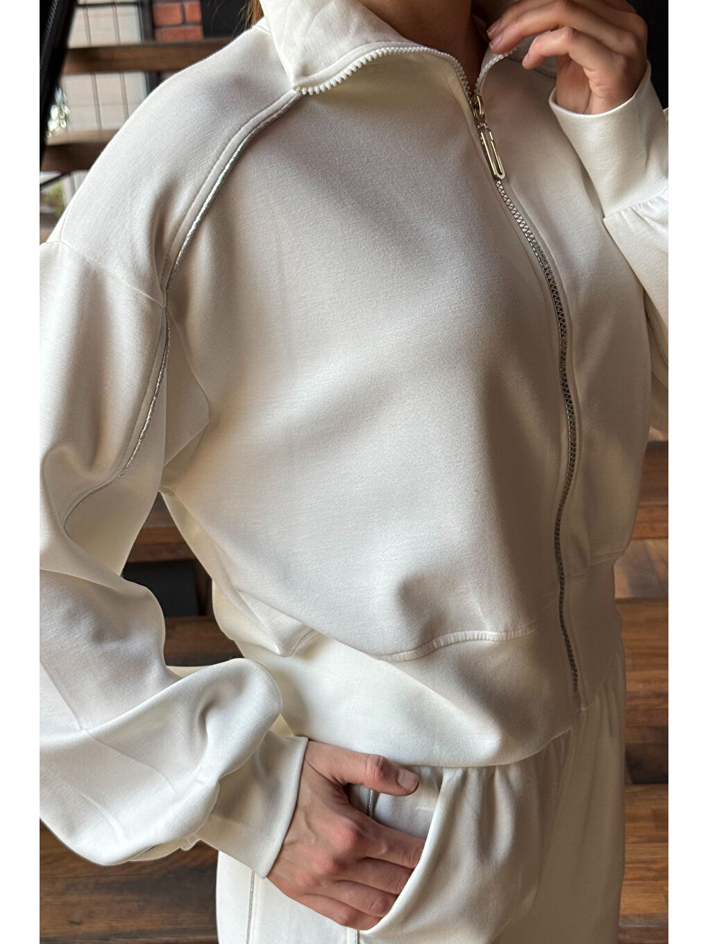 Ekru Kadın Sweat Pantolon İkili Takım-2