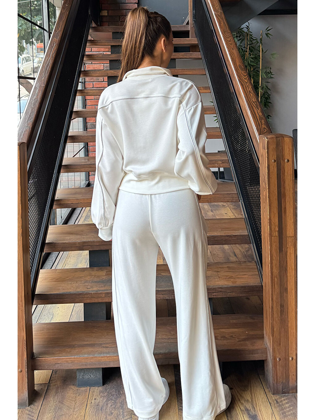 Ekru Kadın Sweat Pantolon İkili Takım-3