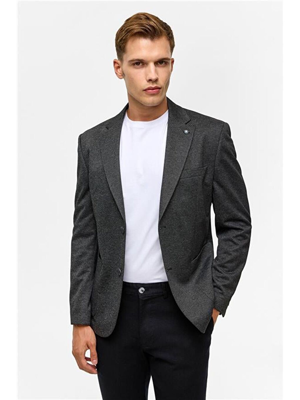 Siyah Slim Desenli Mono Yaka 6 Drop Ceket-3