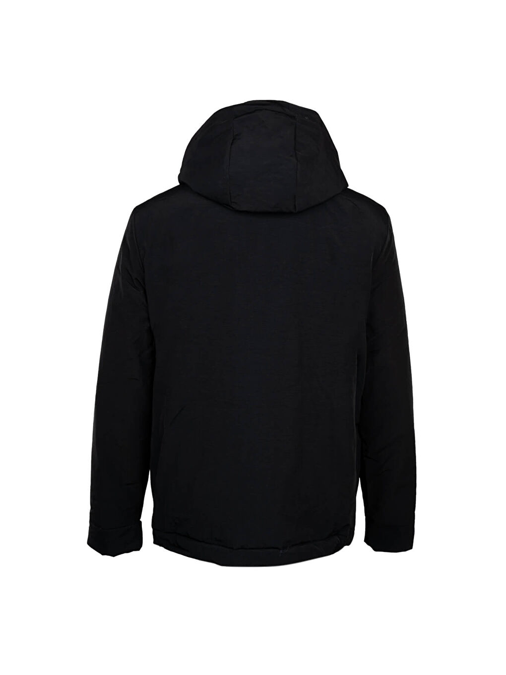 Siyah Regular Fit Hakim Yaka Kapüşonlu Kaban-1