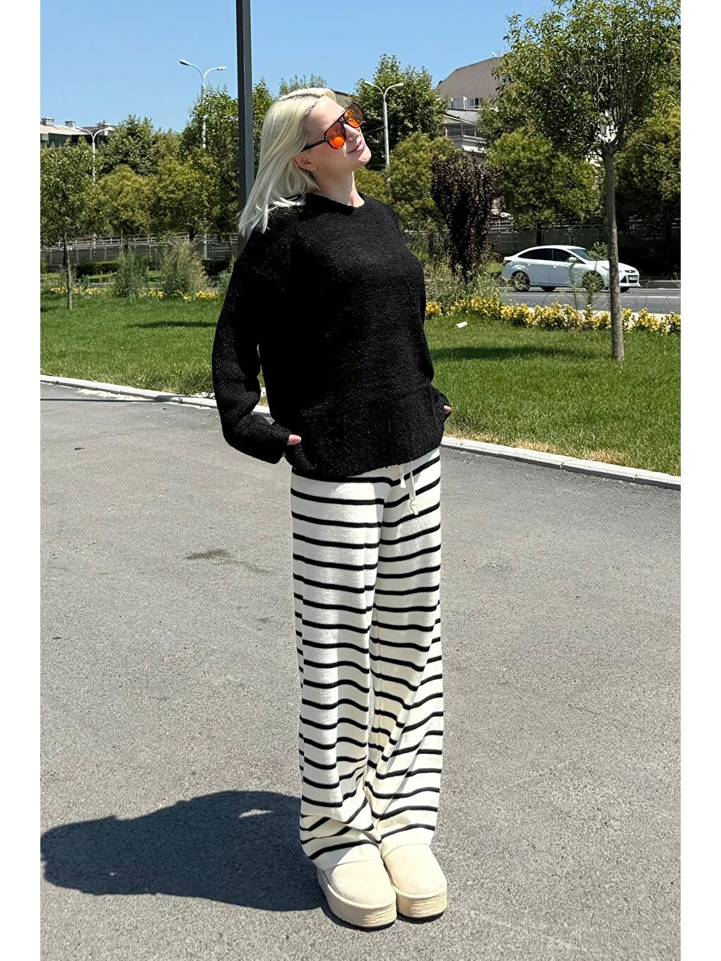 Siyah Bisiklet Yaka Kadın Buklet Kazak Mg2480-6