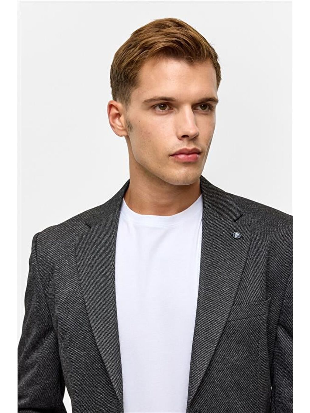 Siyah Slim Desenli Mono Yaka 6 Drop Ceket-4